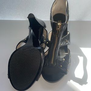Michael Kors Leather 3 1/2 IN Heel Decorated With Gold Studs